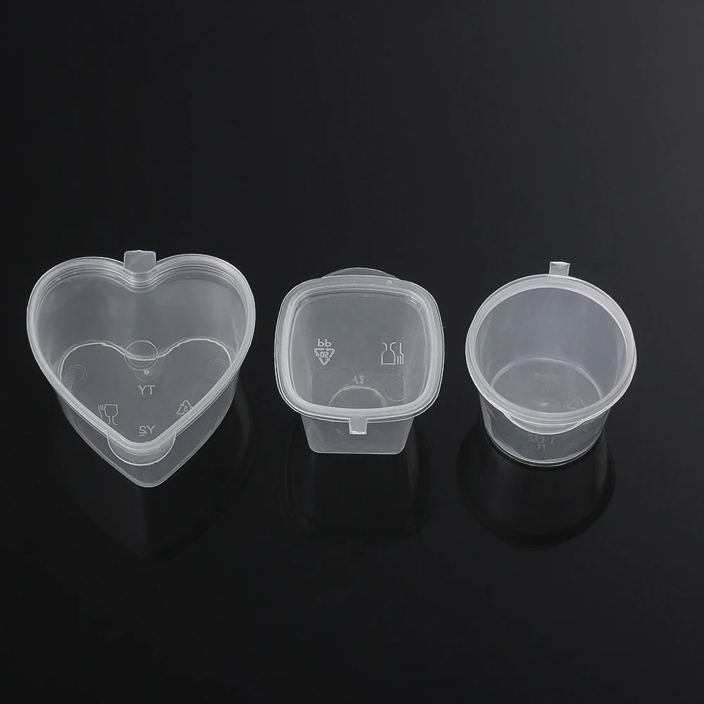 25Pcs 25/45ml Disposable Plastic Takeaway Sauce Cup Reusable Containers Food Box with Hinged Lids Small Pigment Paint Box 5