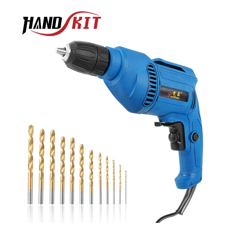 

600W Multi Purpose Corded Electric Power Drill 0.8MM-10mm Keyless Chuck, Variable Speed Control with 13Piece Drill Bits