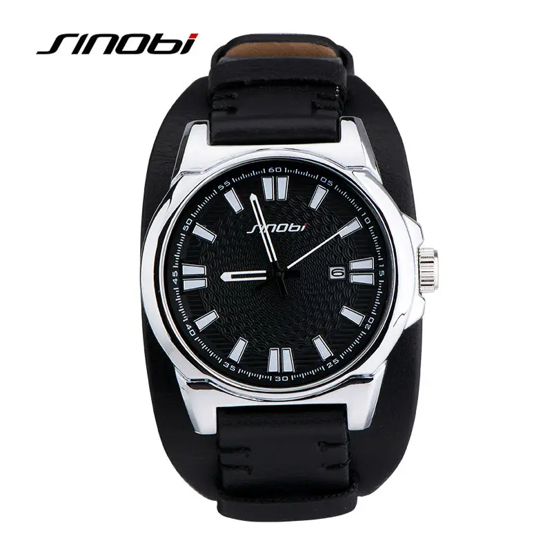SINOBI Military Sports font b Men b font Wrist font b Watches b font Leather Watchband