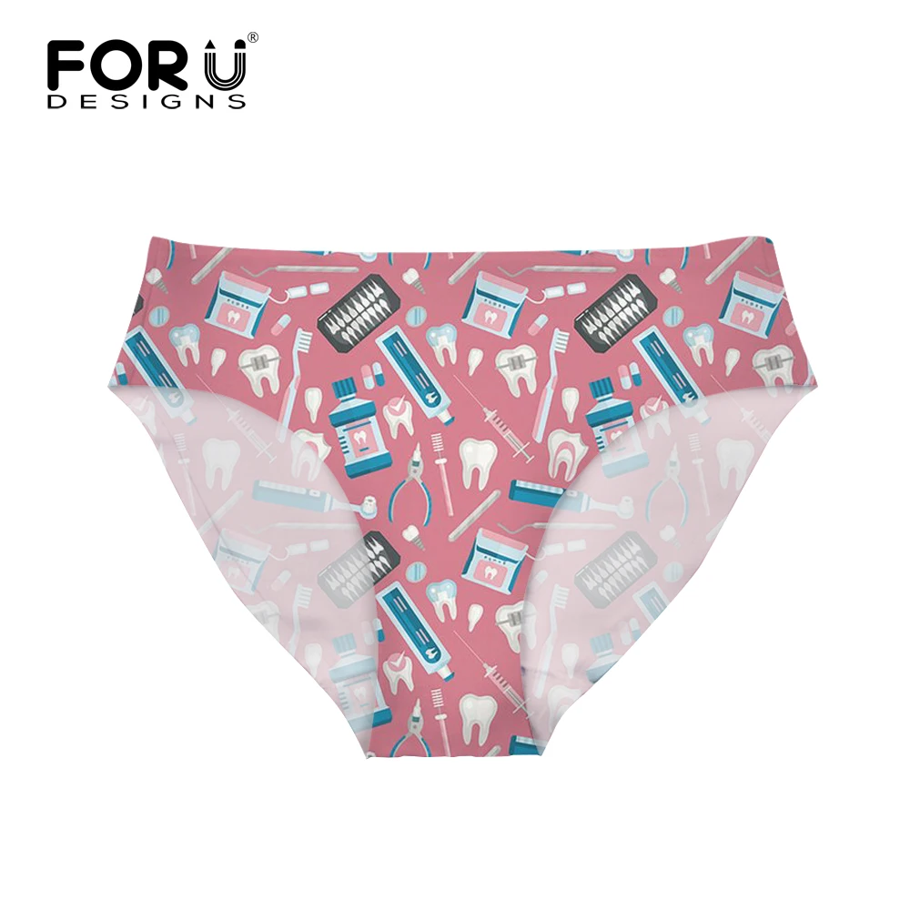 

FORUDESIGNS Bikini Bottoms Tankini Swimsuits Cartoon Teeth Printed Women Swimming Trunks Swimwear Separate Brazilian Panties