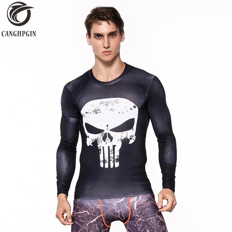 

New Punisher 3D T shirt Breathable Rashgard Man Long Sleeve Sport Shirt Men Gym Sports Running T-shirts Top Men's Sportswear MMA