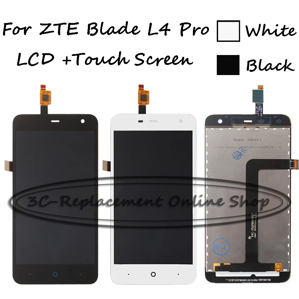 

Black/White 5 inch For ZTE Blade L4 Pro LCD Display + Touch Screen Digitizer Assembly Replacement + Free shipping