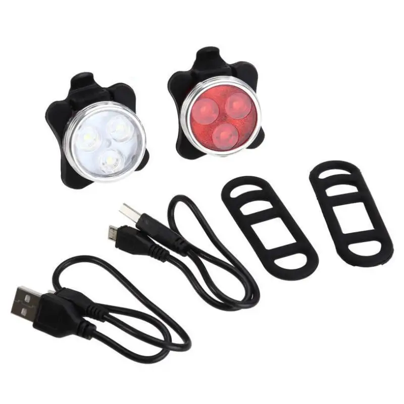 Cheap Built-in Battery USB Rechargeable LED Bicycle Light Bike lamp Cycling Set Bright Front Headlight Rear Back Tail Lanterna 4 Modes 0
