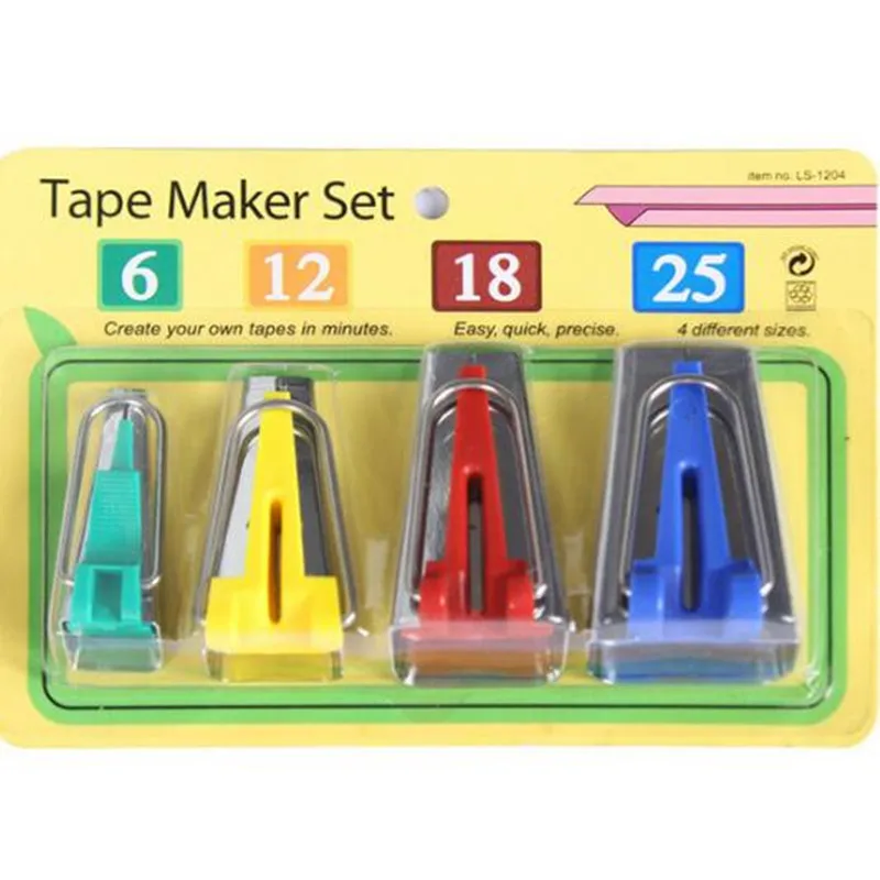 4pcs / set! DIY Hand Bias Tape Maker Set 6 12 18 25MM Bias Binding Tape