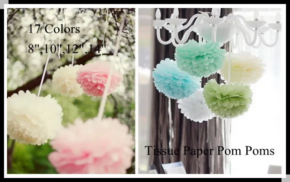 

DIY 10"(25 CM) Decorative Tissue Paper Pom Poms Flower Balls for Wedding Centerpieces Bridal Baby Shower