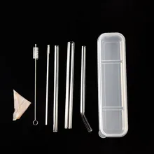 6 шт./компл. многоразовые ясные Стекло воды питьевые Соломки с щеткой для чистки одежда для свадьбы, дня рождения Барные аксессуары Салфетка для уборки в случайном порядке