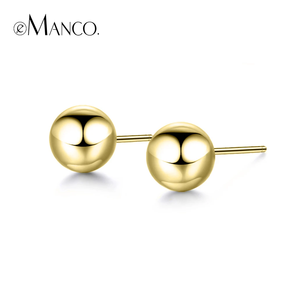 e-Manco 925 Silver Earrings For Women Sterling Silver Fine Earring Jewelry 3-8mm Bead Stud Earrings Femme Gift Wholesale