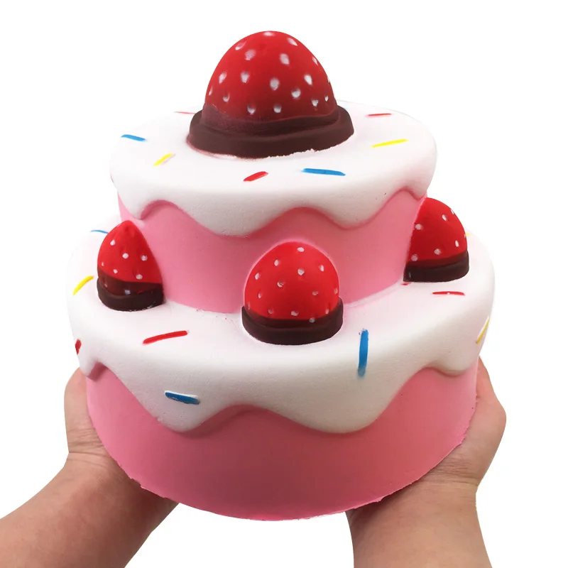 Kawaii лицо большой гигантский вафельный торт печенье сжимает мягкие медленно поднимающиеся Ароматические антистрессовые игрушки - Цвет: strawberry cake