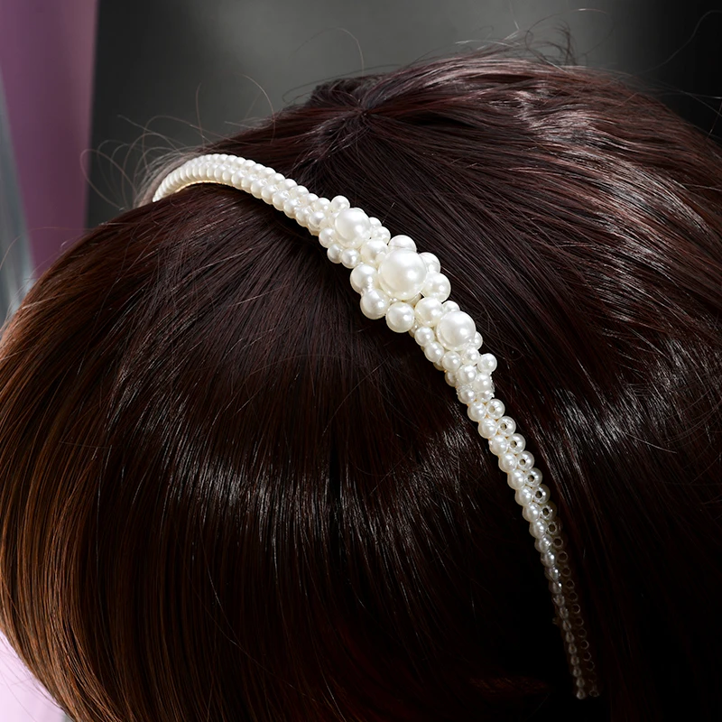 Роскошная модная большая жемчужина волосы ручной работы для женский головной убор резинки для волос Hairband аксессуары свадебный головной убор ювелирные изделия на волосы