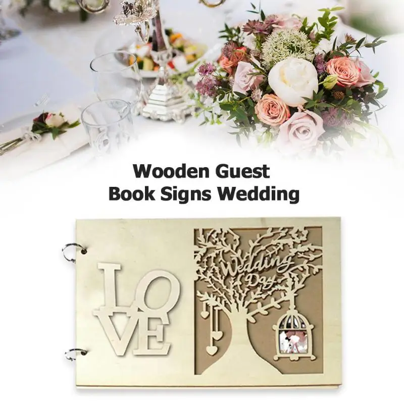 

Wood Heart Hollow Wedding Guest Book Engagement Guestbook Name Sign Board Decor