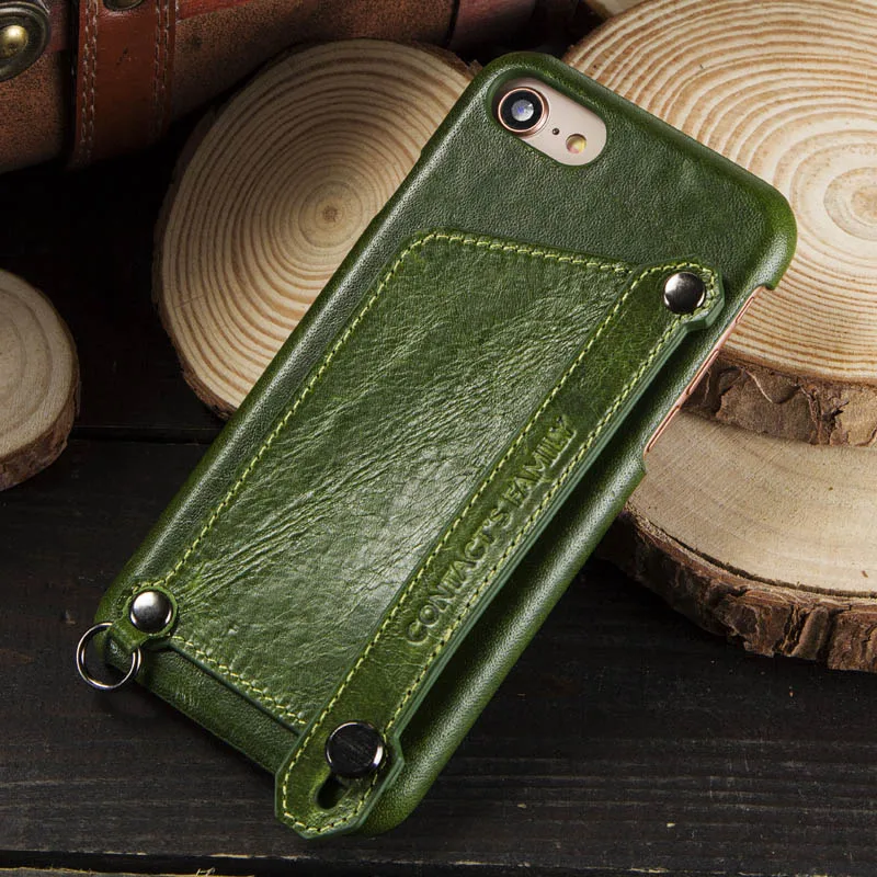 leather phone cases Sang Trọng Ngựa Điên Chính Hãng Da Điện Cho iPhone 7 8 Ốp Lưng Loại Thẻ Cho Iphon 7 8 Với phối Túi Ốp Lưng Điện Thoại custom iphone cases Cases For iPhone