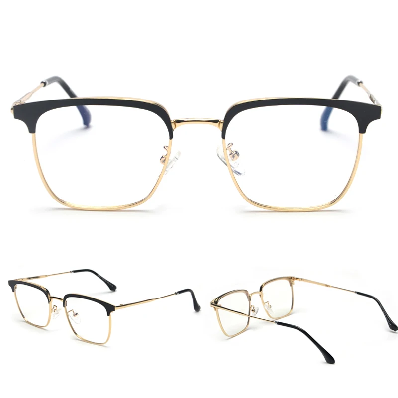 Peekaboo man metal optical glasses frame for men gold silver black clear lens square eyeglasses women high quality