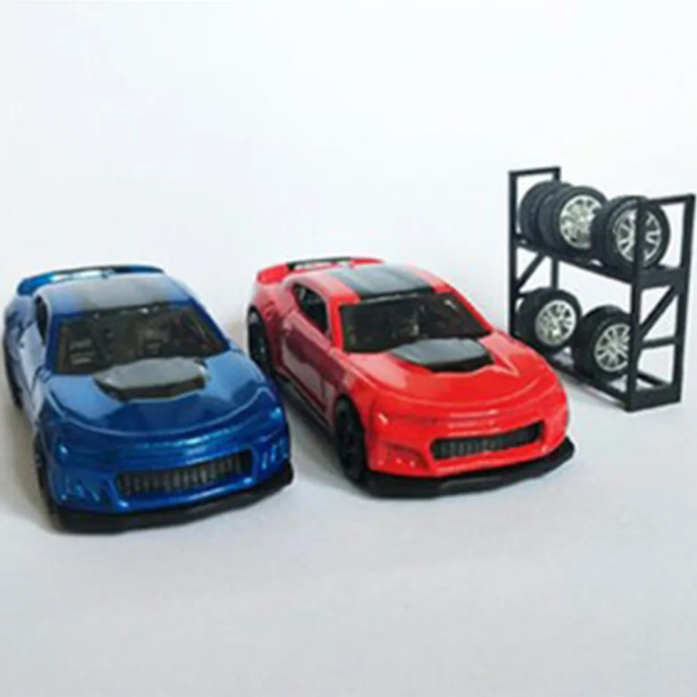 Модель автомобильных шин 8 шт. с полкой масштаб 1:64 Игрушечная модель