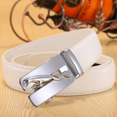 

New Designer letter buckle Automatic Buckle Cowhide Leather belt men jaguar designer white belts mens belts luxury 110-130cm