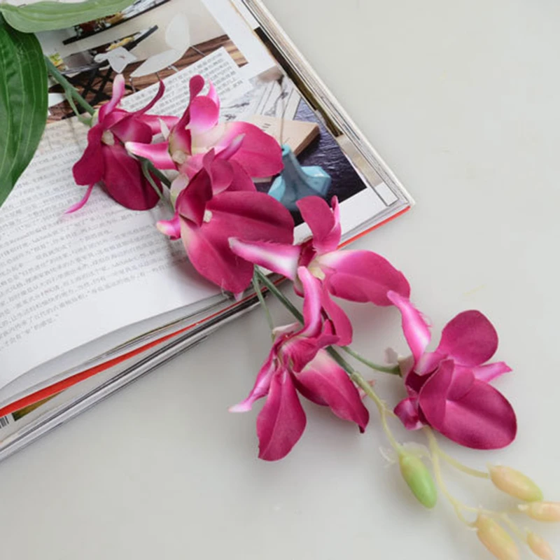 Artificial Orchid Flowers Branch Silk Flower For Home Wedding Garden Decoration Dining Table Decorative Flower Artificial Orchid Flowers Branch Silk Flower For Home Wedding Garden Decoration Dining Table Decorative Flower