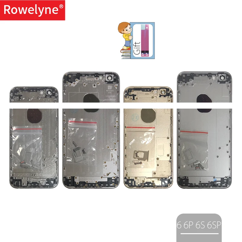 

6g 6s Back Housing for iPhone 6 6s Plus 6Plus 6sPlus Back Cover Battery Door Metal Middle Chassis Frame with Battery Sticker