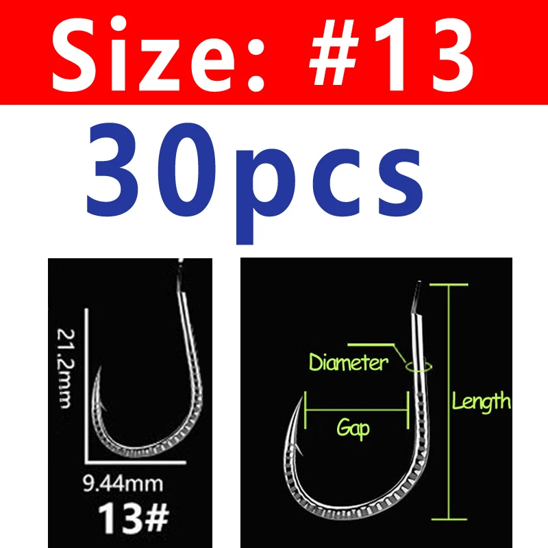 Wifreo 30PCS Silver Color Strong Carp Fishing Hook Barbed Dragon Scale Fish Hook Size 1~ Size 13 Herring Grass Carp Hooks - Цвет: Size 13 30pcs