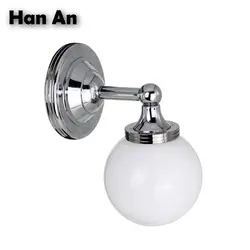 Современный стиль лично Винтаж стеклянный шар с G9 База Медь Бра Лампа ванная комната дома огни украшения лампы освещение