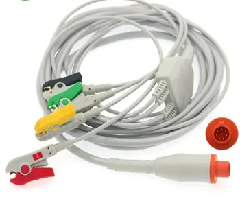 

Compatible SIEMENS ecg cable 8 pin one-piece series patient cable with 4 lead clip IEC ecg cable