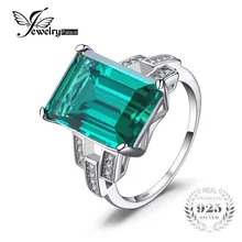 JewelryPalace Luxury 5.9ct Created Emerald Cocktail Ring 100% Real 925 Sterling Silver Rings for Women Fine Jewelry Accessories