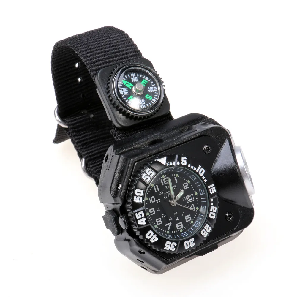 Wiederaufladbare LED Uhr Taschenlampe Handgelenk Taschenlampe mit Kompass