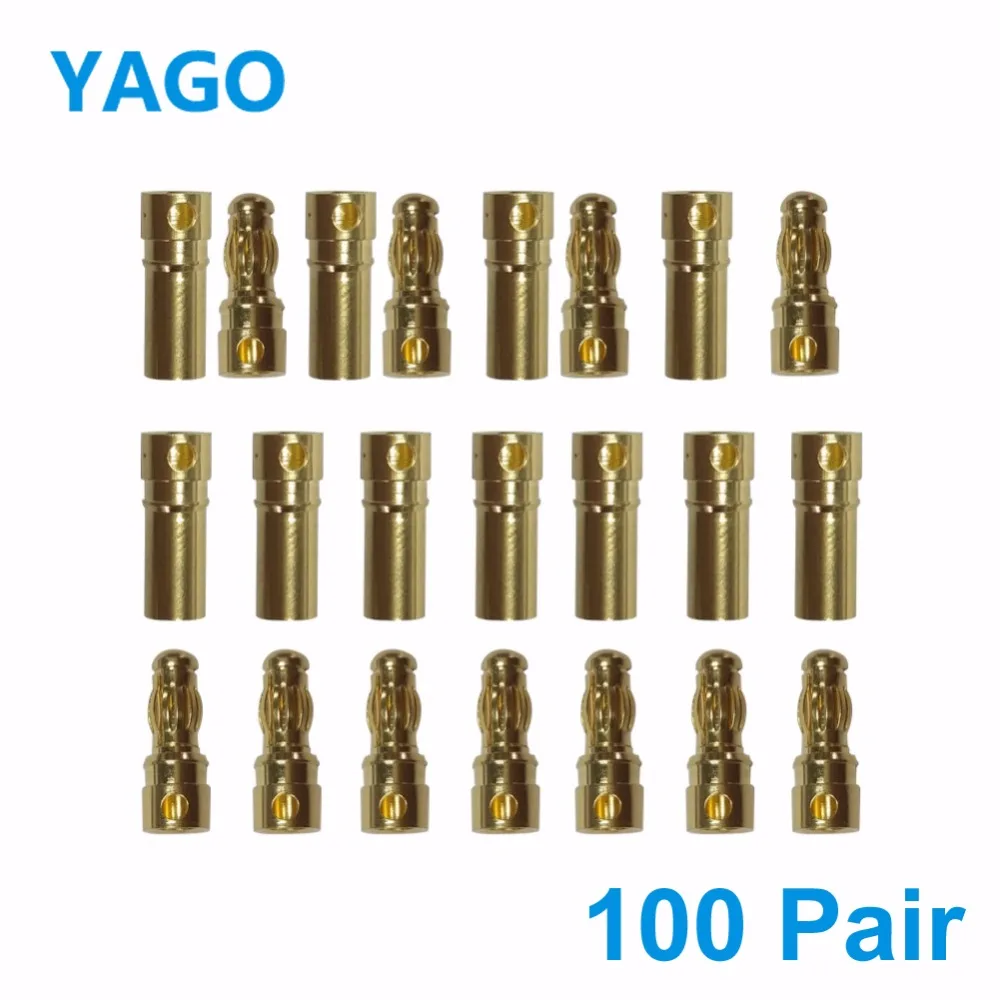 100 Pairs 3 5mm Banana Plug With Heat Shrink Tubing High Quality Gold Bullet Connector Plug