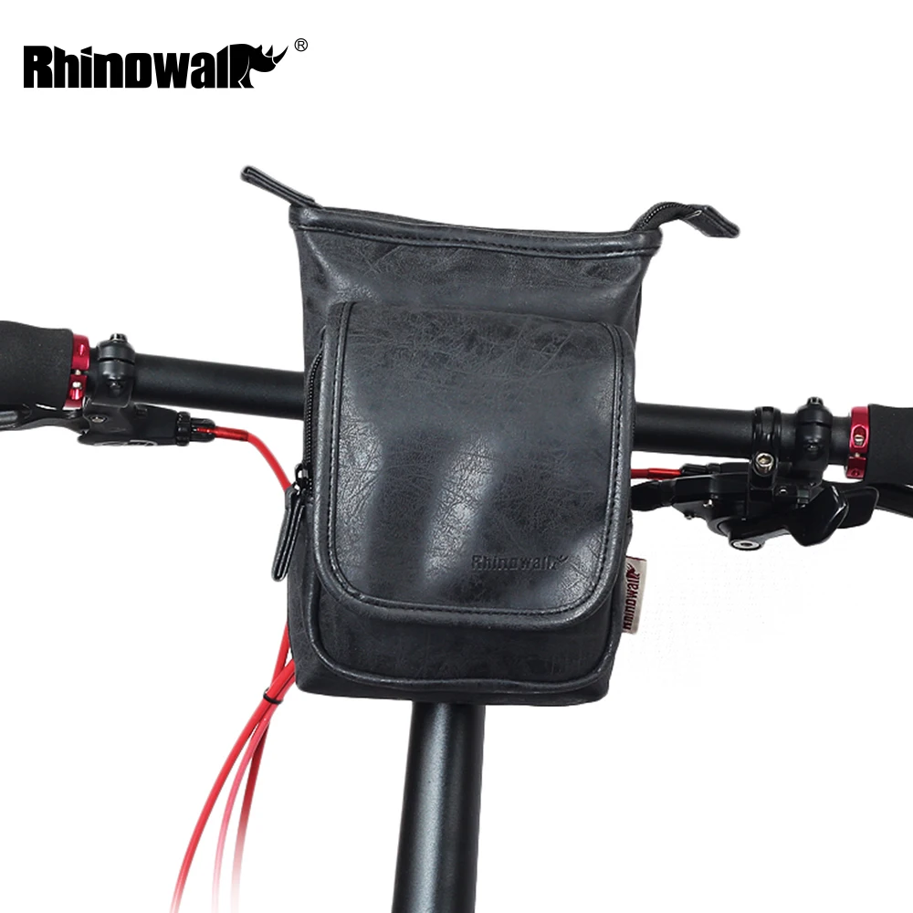 Rhinowalk PU Leather Bicycle Handlebar Bag Multi function Cycling Front