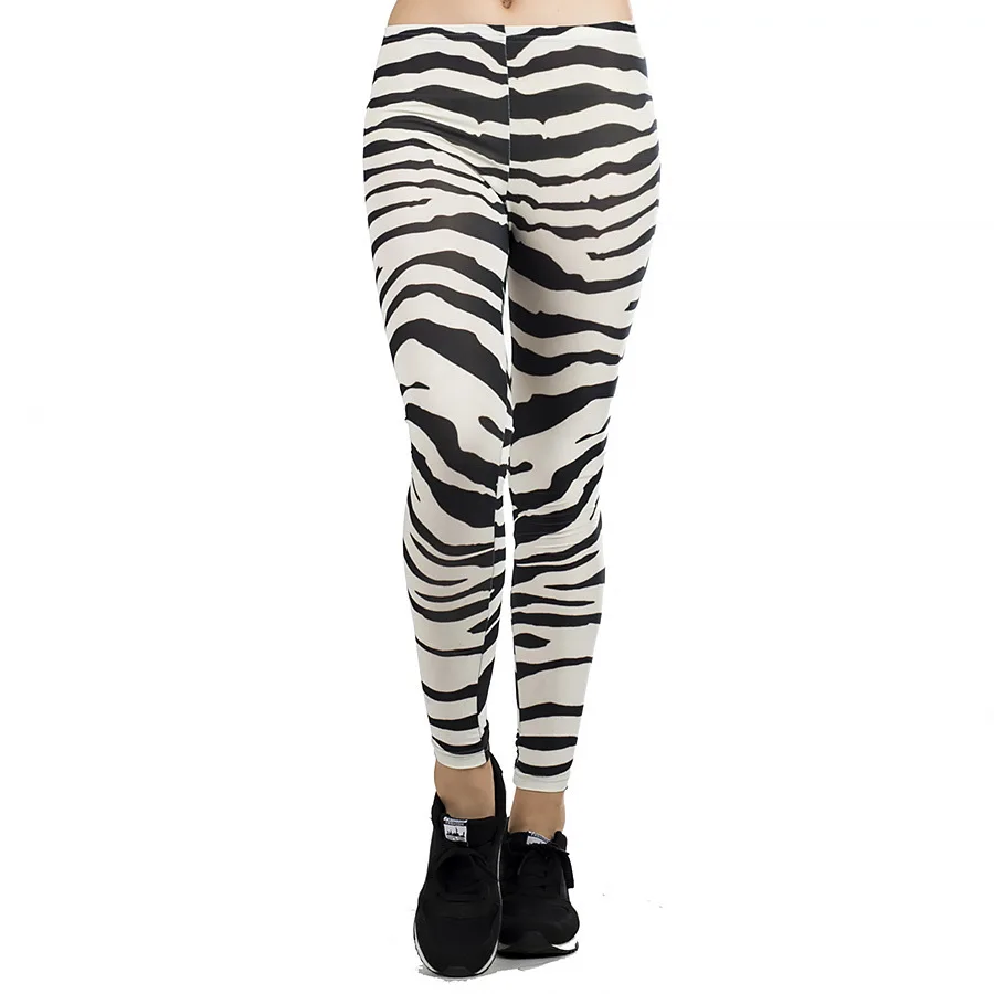 Lei-SAGLY женские летние леггинсы с цифровой печатью Zebra-Stripe skinny leggings Black Milk Slim женские лекинсы штаны