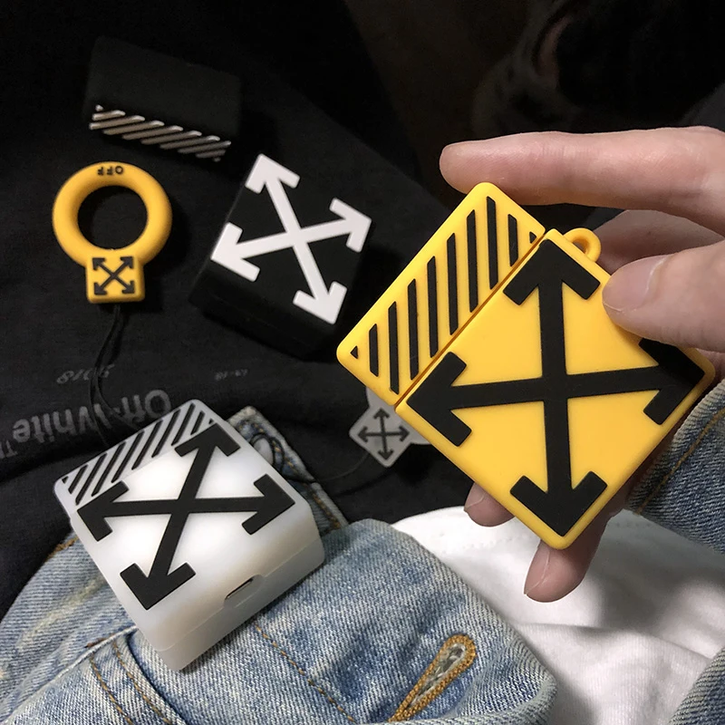 

Hot 3D Ow off Square KAWS soft silicon Wireless Earphone Charging Cover Bag for AirPods 1 2 Bluetooth Headset white Box