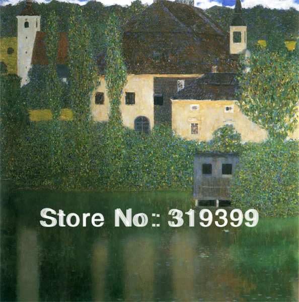 

Gustav Klimt Oil Painting on Linen Canvas,Schloss Kammer on Lake Attersee I (Watercastle),Free fast shipping,Handmade.