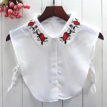 Для женщин средней длины, для девочек пальто с воротником и галстуком-бабочкой хлопковый, кружевной, с вышивкой палец цветок Ложные воротнички новые туфли со стразами, с джинсовым воротником съемный ложный воротник