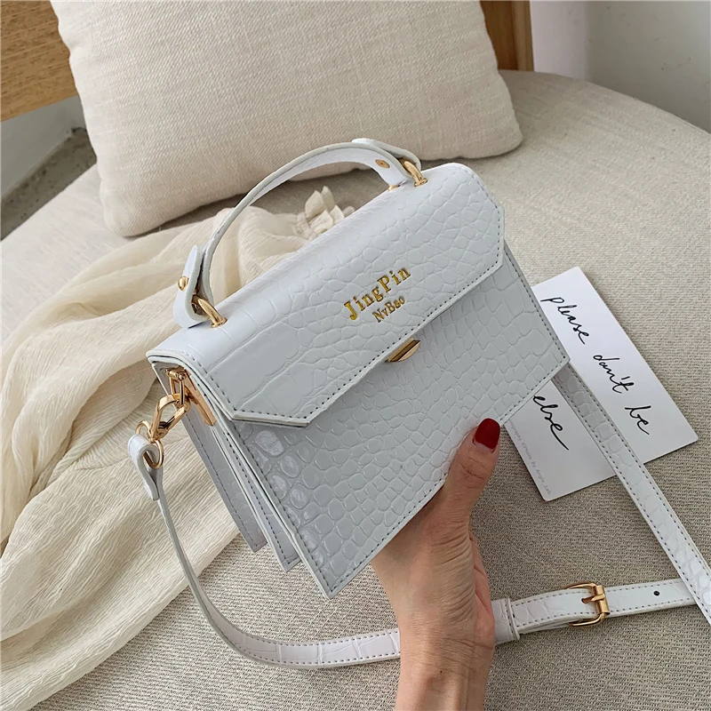 

Luxury Handbags Women Bags Designer Leather Alligator Women's Small Shoulder Crossbody Bag White Green Yellow Bag For Women 2019