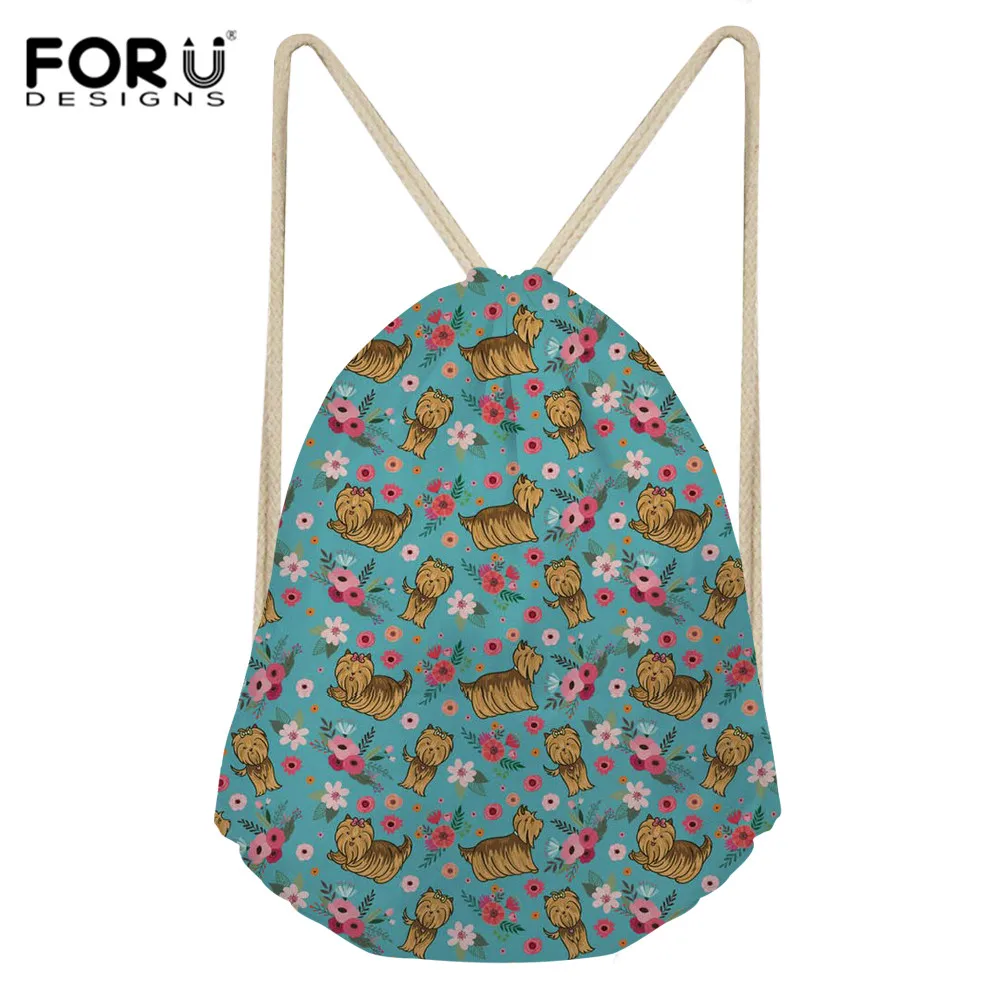 FORUDESIGNS Yorkshire Terrie Girls Student Drawstring Backpack 3d Printing new fashion Women Bag Travel Light | Багаж и сумки