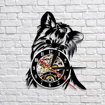 

Yorkshire Terrier Dog Vinyl Music Record Wall Clock Dog Puppy 12" Handmade Art Wall Decor Time Clocks Gift For Pet Lover