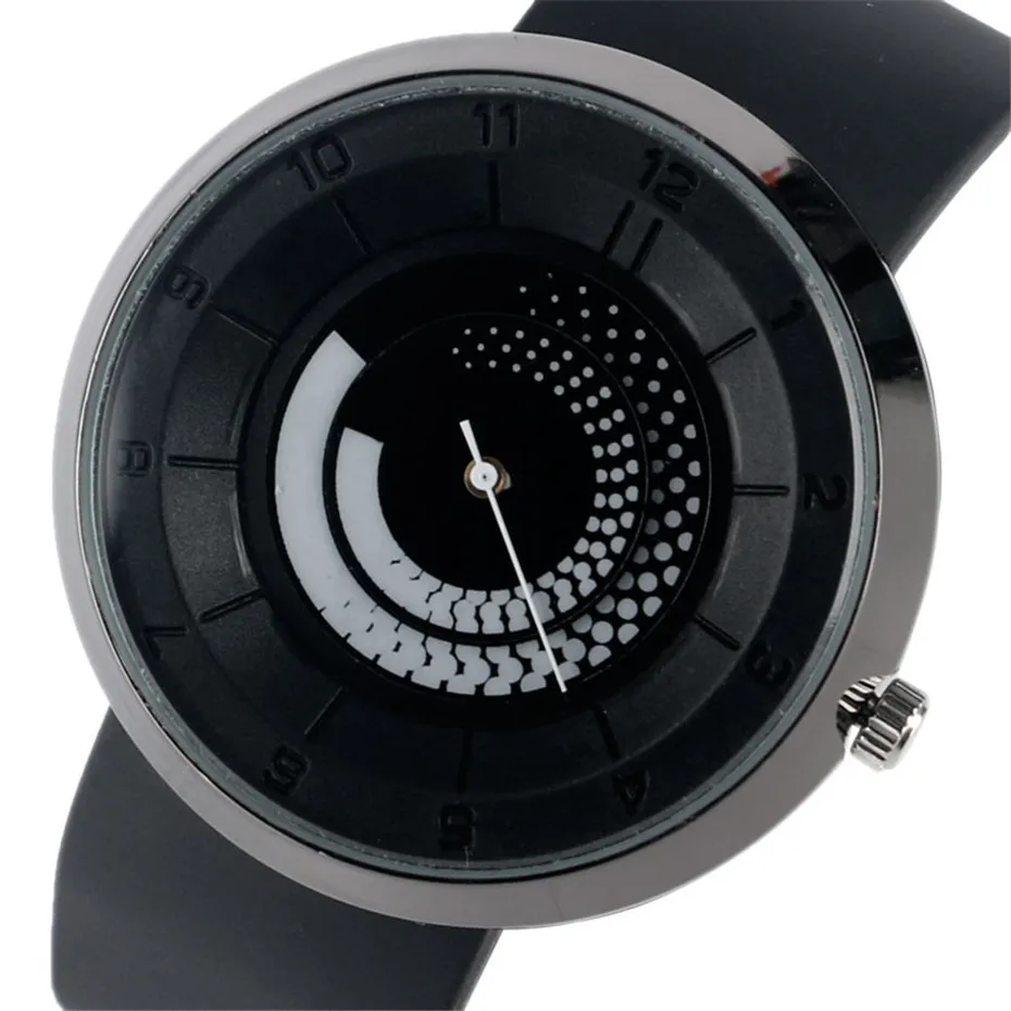 YISUYA Creative Watches Tire Lines Pattern Dial Mens Steampunk Fashion Analog Quartz Wrist Watch Black Rubber Band Student Clock (4)