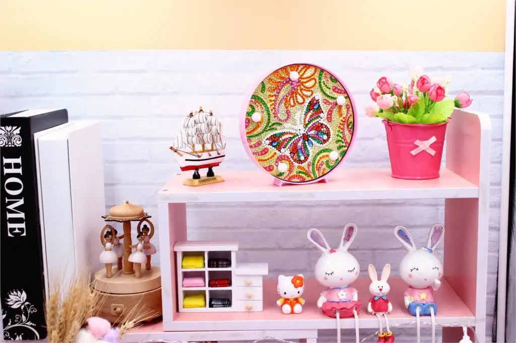 Meian 5d Сделай Сам алмаз Pianitng с рамкой Diy художественные поделки для детей светодиодные вышивки крестом бабочка Caton дизайн Рождественский подарок