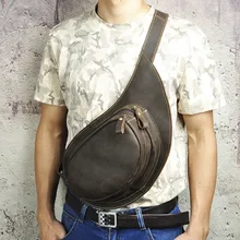 Мужской нагрудный рюкзак Crazy Horse из воловьей кожи на лямках, сумка-мессенджер из натуральной кожи в винтажном стиле, мужские сумки на грудь