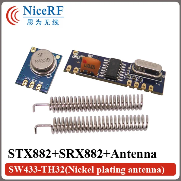 

10Sets 433MHz ASK Transceiver Module Kit SRX882 + STX882 +Spring Antenna Wireless RF 433MHz Module