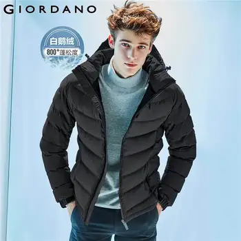 Giordano Men Down Jacket Men 90% Content White Goose Down Detachable Down Jacket Men Quality Warm Hood Zip Windproof Coat Winter