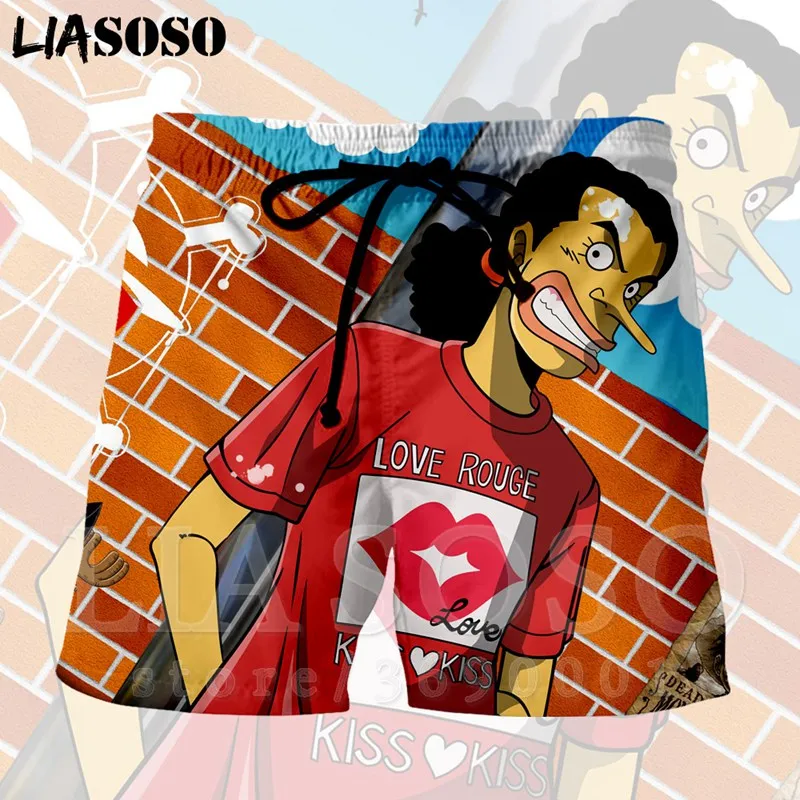 LIASOSO, 3d принт, японское аниме, цельный логотип, обезьяна, D, Луффи, Зоро, Санджи, Усопп, мужские шорты, пляжные, крутые, летние, брендовые шорты, X1348 - Цвет: 6