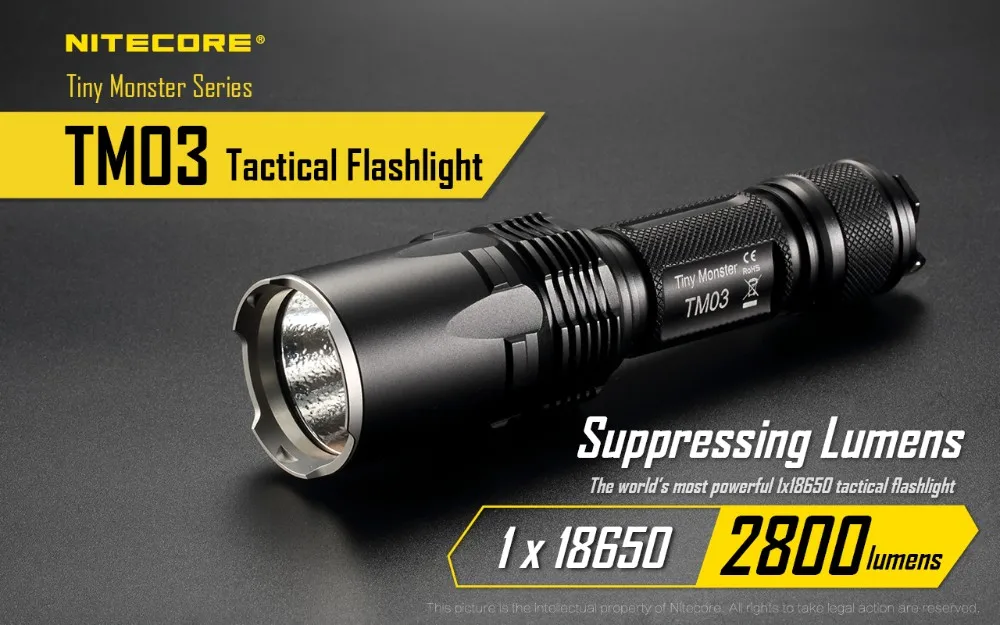 Продажа NITECORE TM03 2800 люмен 4xcree XHP70 светодиодный тактический фонарь с Перезаряжаемые 18650 Батарея Охота Поиск Бесплатная доставка