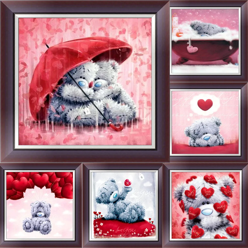 

5D Bears DIY Diamond Painting Heart Daimond Embroidery Cross Craft Stitch Love Valentine Gift Rhinestone Home Decor Art Wall