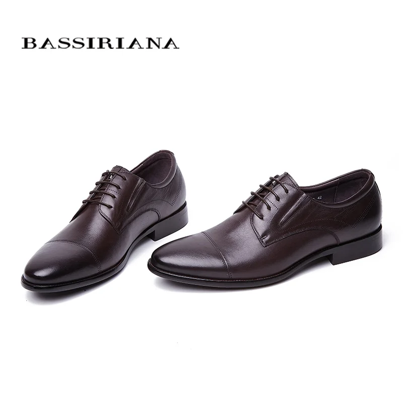 BASSIRIANA обувь из натуральной кожи в деловом стиле; Мужская официальная Обувь На Шнуровке; сезон весна-осень; цвет черный, коричневый; размеры 39-45; ручная работа