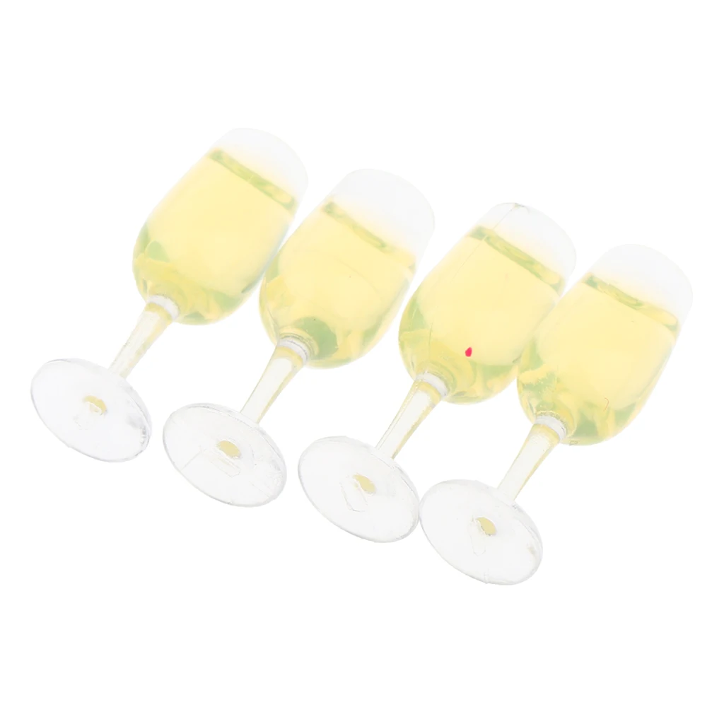 4PCS Wine Glass for 1:12 Dollhouse Miniature Handmade Kitchen Supplies