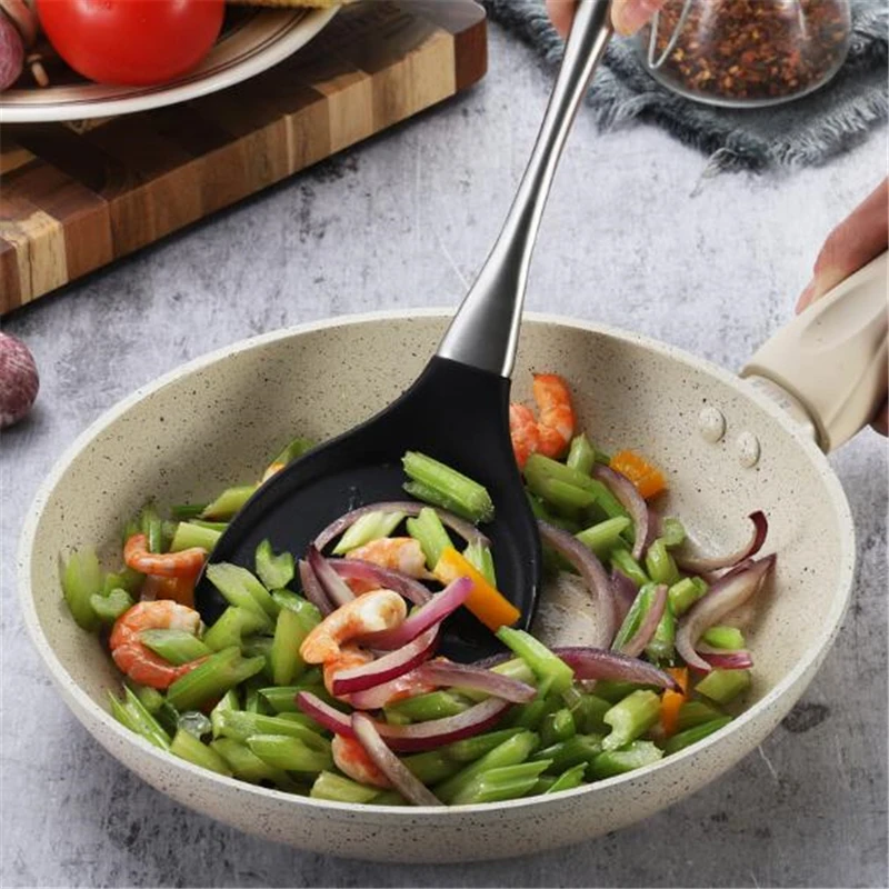 Stainless Steel + Silicone Spatula Nonstick Cooking Hollow Handle Shovel Dedicated High Temperature | Дом и сад