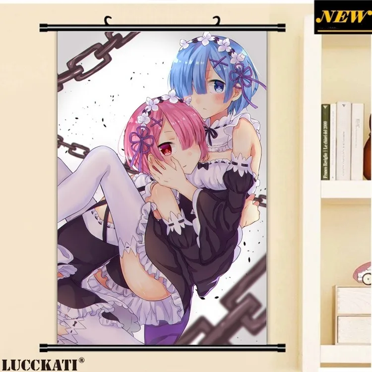 yande.re 360217 cleavage maid ram_(re_zero) re_zero_kara_hajimeru_isekai_seikatsu rem_(re_zero) stockings thighhighs yume_(bp25mt)__