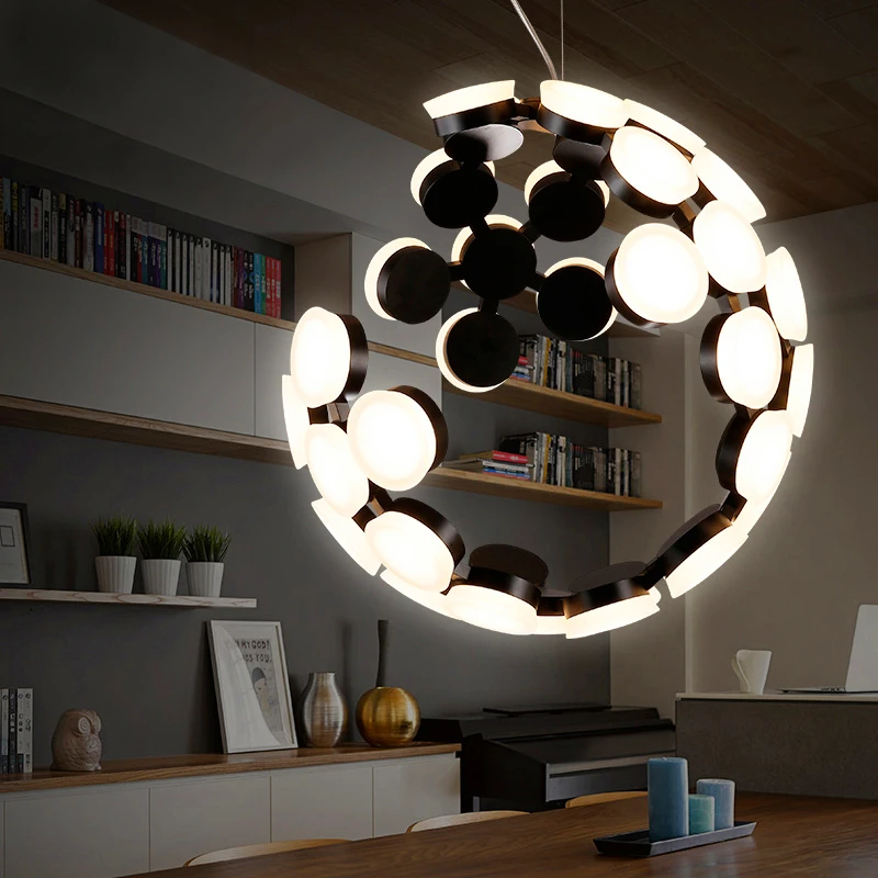 Postmodern LED hanging lights loft chandelier restaurant suspended lighting Nordic living room fixtures Bar Cafe pendant lamps