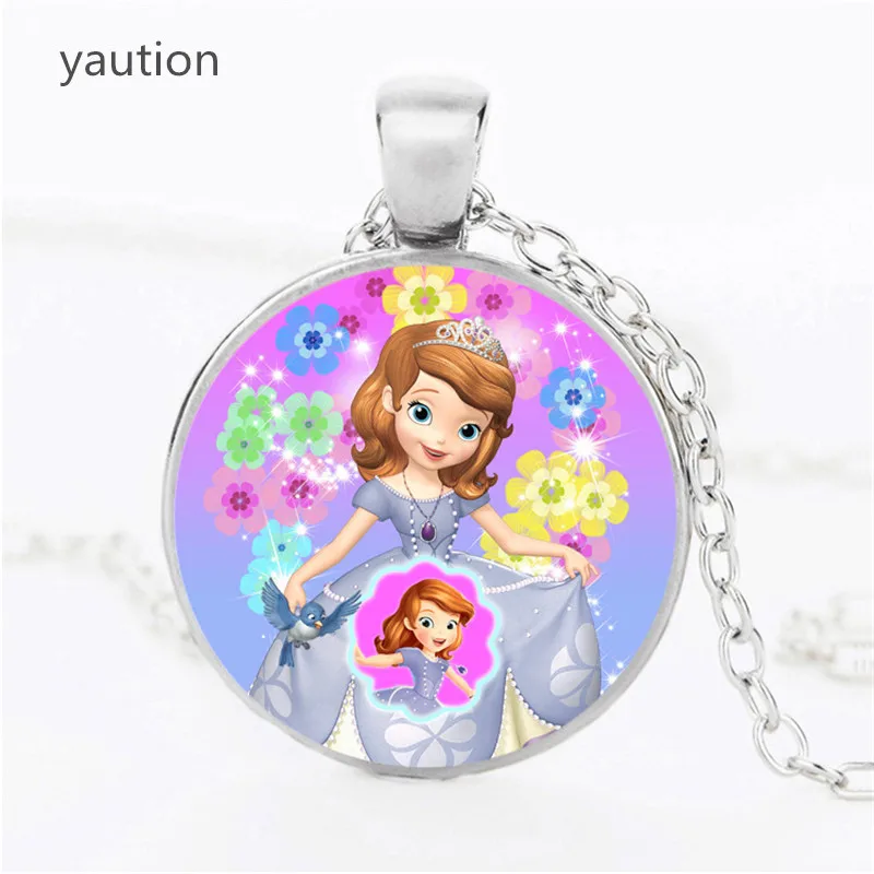 

New Sofia the First Necklace Princess Sofia Pendant Beautiful Princess Glass Dome Necklaces & Jewelry