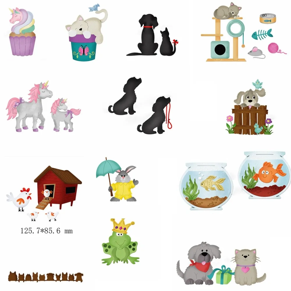 

Cartoon Animals Lovely Dogs Metal Cutting Dies Stencil For Scrapbooking Embossing DIY Paper Card album Handcrafts 2019
