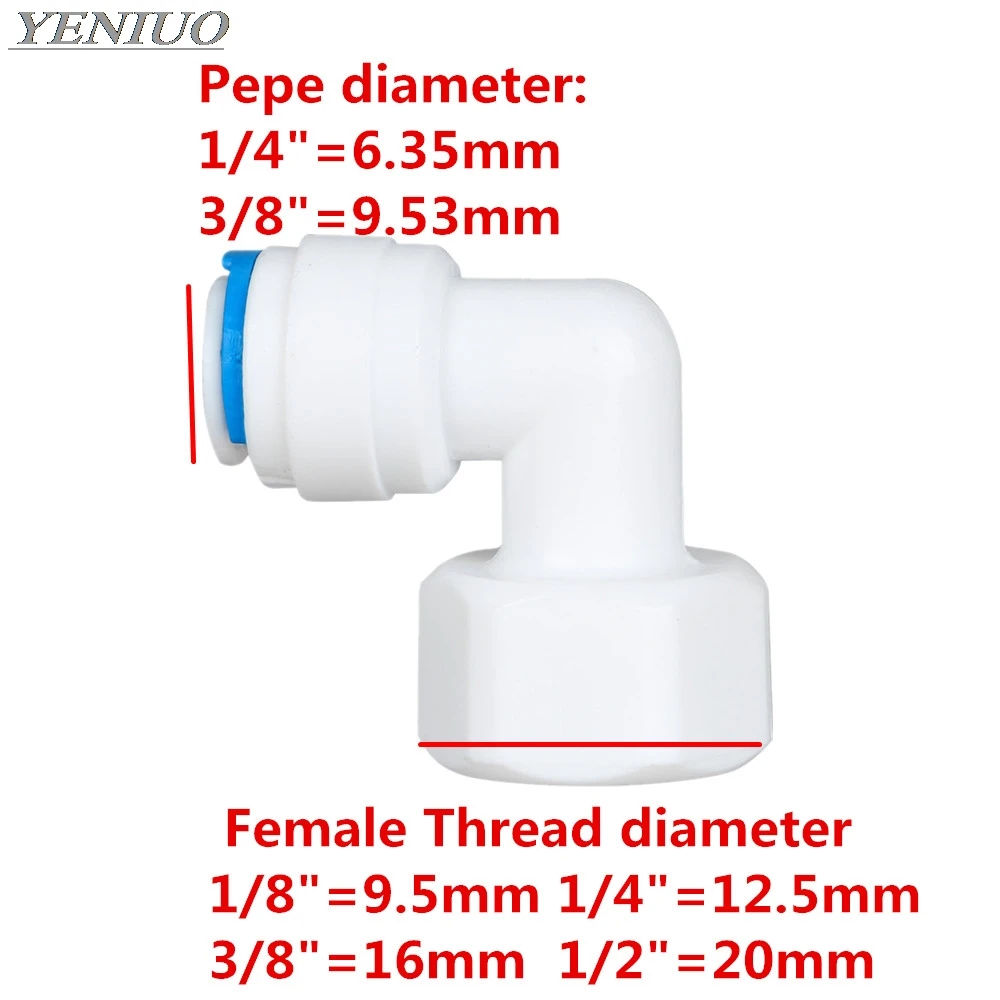 RO фитинг для воды, локоть соединителя 1/" 3/8" OD шланг 1/" 1/2" 1/" BSP внутренняя резьба, пластиковая труба, быстро осмоса обратная aquariio